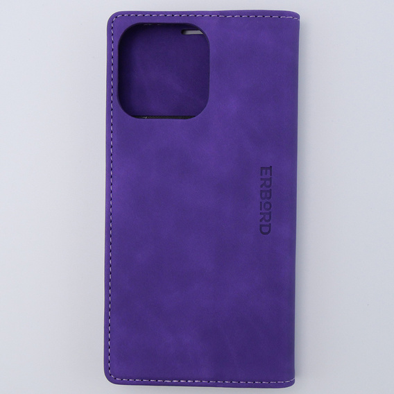 Case for iPhone 15 Pro Max, ERBORD Vintage, wallet with flap, purple