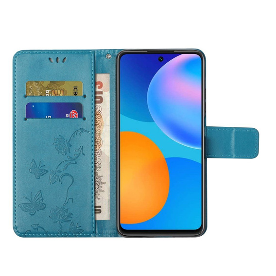 Flip case for Xiaomi Redmi Note 10 5G / Poco M3 Pro 4G/5G, Butterfly, blue