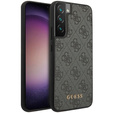 GUESS Case for Samsung Galaxy S23, 4G Metal Gold Logo, grey