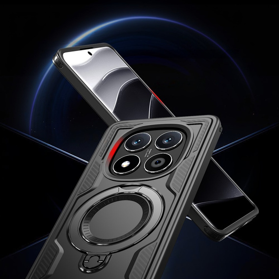 Case for Xiaomi Redmi Note 14 Pro 5G /  Poco X7 5G, Military MagSafe, black + 9H glass