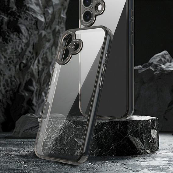 Case for iPhone 17, with camera cover, transparent with black sides