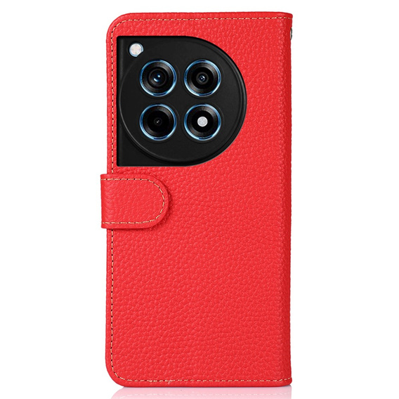 KHAZNEH RFID case for OnePlus 12R, Litchi Texture, red