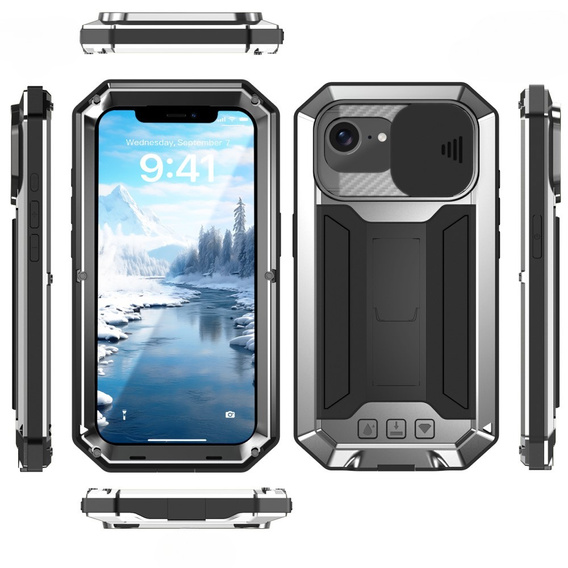 Armored case for iPhone 16E, R-JUST, silver