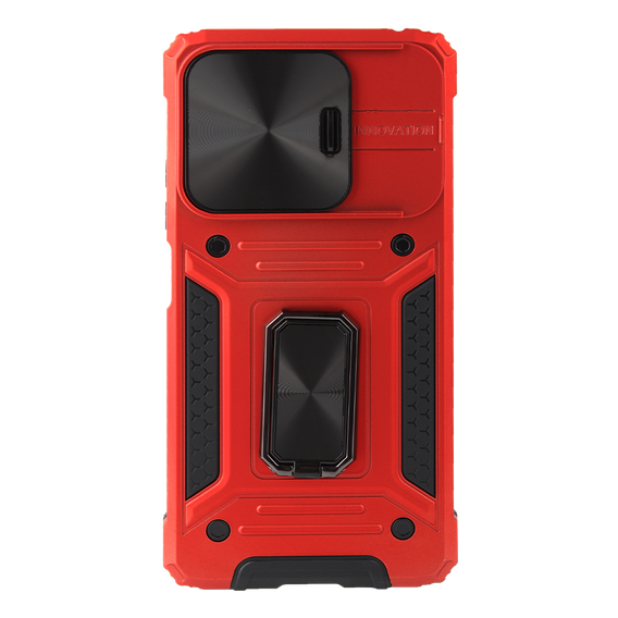 Armored Case for Xiaomi Redmi Note 13 5G, CamShield Slide, red + Tempered Glass 9H