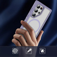 Case with frame for Samsung Galaxy S24 Ultra, for MagSafe, transparent / purple