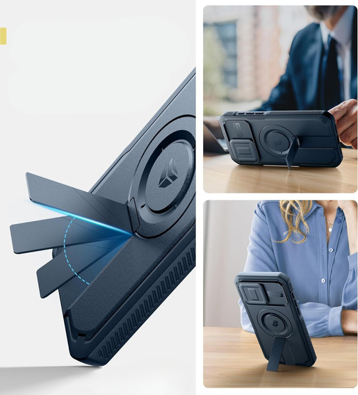 Armored case for iPhone 15 Pro Max, Dexnor CamProtect MagSafe, dark blue (Two frames)