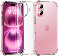 Case for iPhone 16 Plus, Erbord Dropproof, transparent + Glass