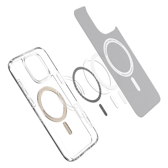 Spigen MagSafe Case for iPhone 16 Pro Max, Ultra Hybrid, transparent / gold + 9H Tempered Glass
