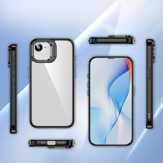 Case for Iphone 16E, Kickstand Frame, transparent / black