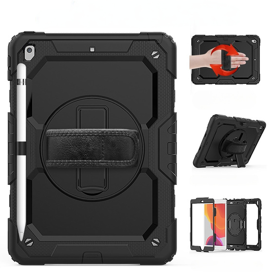 Armored Case for iPad 10.2" 2021/2020/2019 (9/8/7 gen.), protective 360 with stylus slot, black
