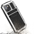Case for iPhone 15, R-JUST, armoured, silver / black