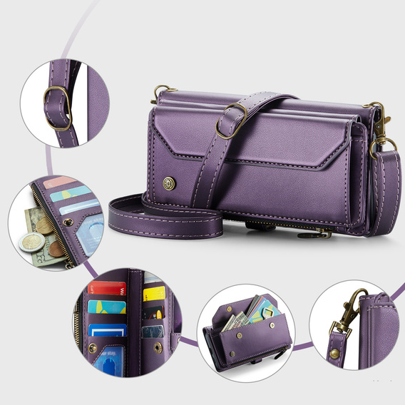 CASEME RFID Leather Wallet Case for Samsung Galaxy S26 Ultra, purple