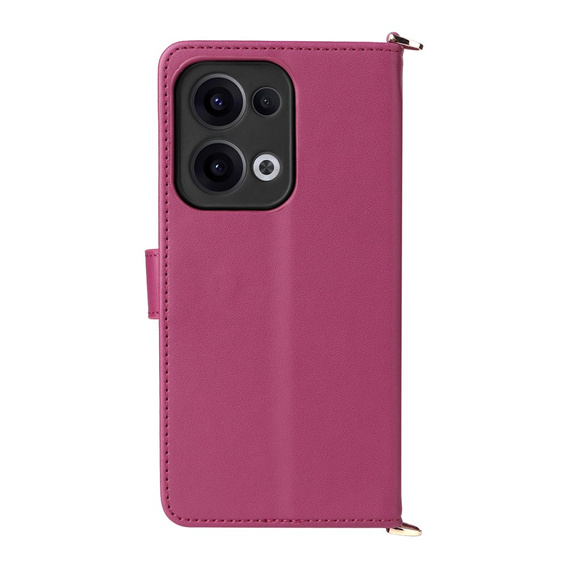 Crossbody Leather Wallet flip case for Oppo Reno 13 5G, maroon