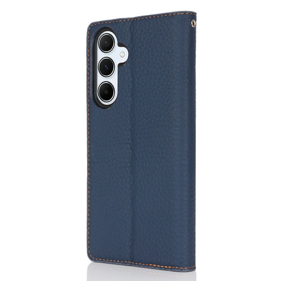 Flip case for Samsung Galaxy S25, Litchi Skin Grain, dark blue