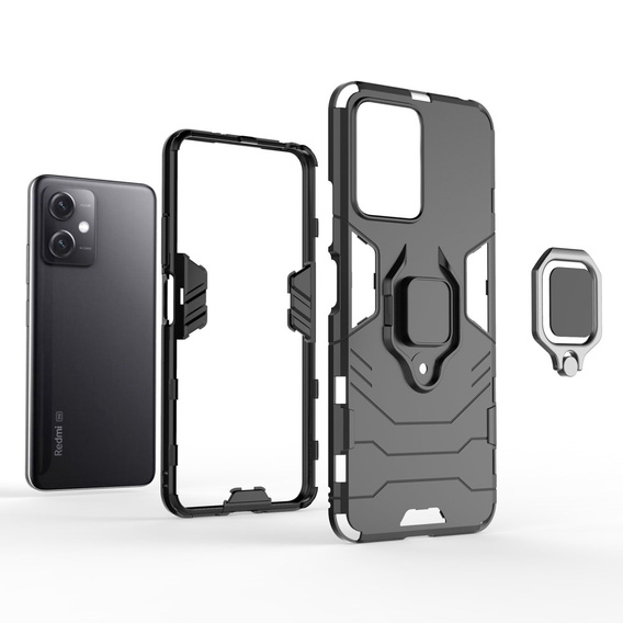 Case for Xiaomi Redmi Note 12 5G / POCO X5 5G, Kickstand Ring, black