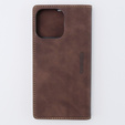 Case for iPhone 15 Pro, ERBORD Vintage, wallet with flap, coffee