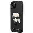 Karl Lagerfeld Case for iPhone 14 Plus, Saffiano Karl's Head Patch, black