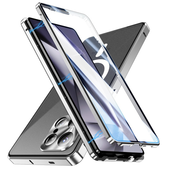 Magnetic Dual Glass MagSafe case for Samsung Galaxy S25 Ultra, silver