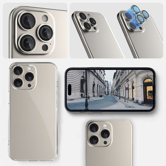 2x ERBORD OPTIK Pro Camera Tempered Glass for iPhone 16 Pro/16 Pro Max / 15 Pro/15 Pro Max/14 Pro/14 Pro Max, titanium
