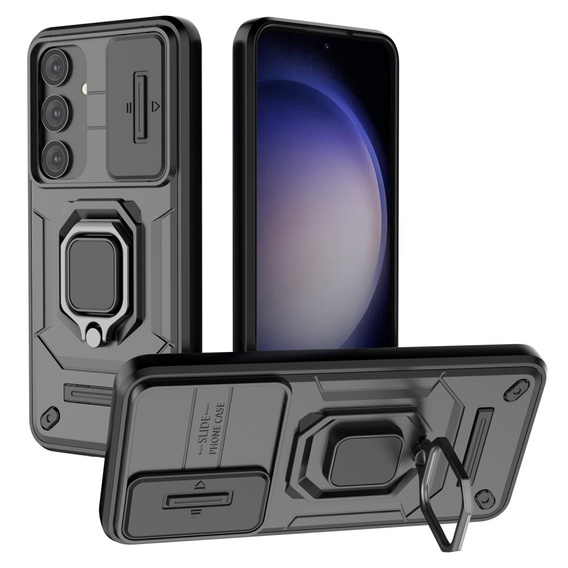 Case for Samsung Galaxy S24, KickStand Camera Lens, black
