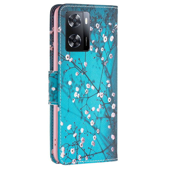 Flip case for OPPO A57 / A57s, Wallet, Sakura, blue