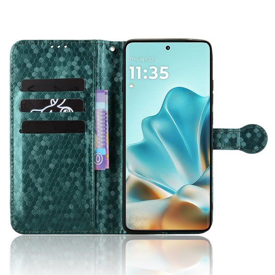 Flip case for Motorola Edge 60 / 60 Fusion, Wallet Rhombus, green