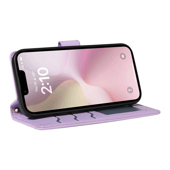 Flip case for iPhone 16E, Rhombus Crossbody Leather, purple