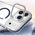 Case for iPhone 17 Pro Max, for MagSafe, with stand, transparent with navy blue inserts