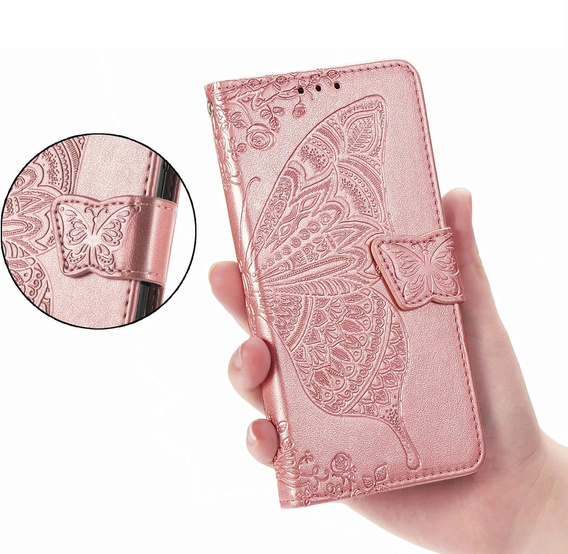 Flip case for Oppo A40 / Oppo A40m, Butterfly, pink rose gold