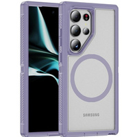 Case with frame for Samsung Galaxy S24 Ultra, for MagSafe, transparent / purple