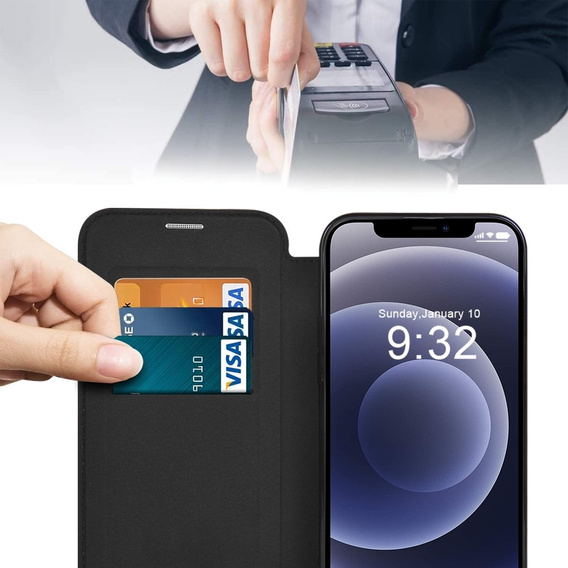 Flip case for iPhone 12, RFID Wallet MagSafe CamShield, black