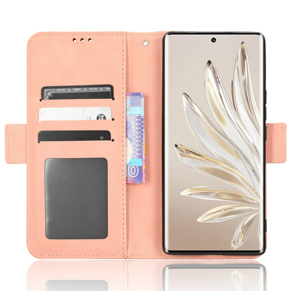 Flip case for Honor 70 5G, Card Slot, pink