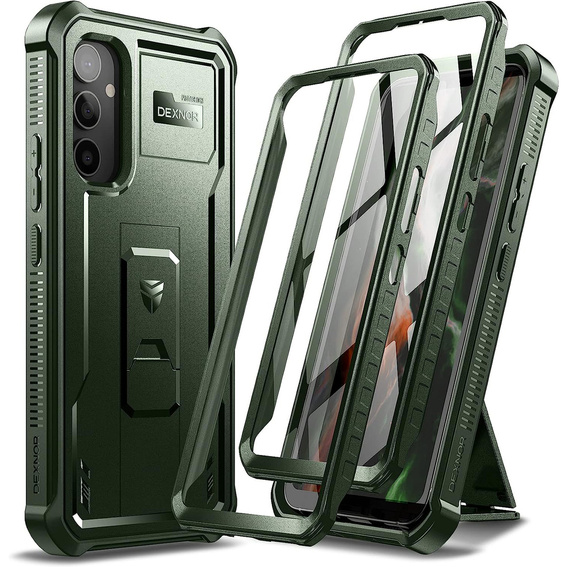 Armored case for Samsung Galaxy A34 5G, Dexnor Full Body (Two Frames), green