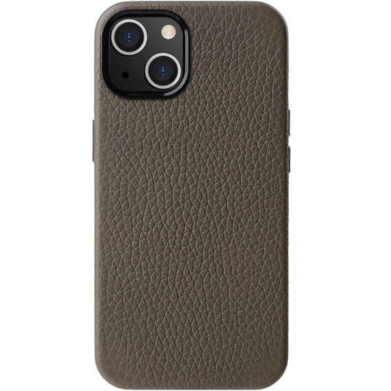 MELKCO case for iPhone 15, leather for MagSafe, grey