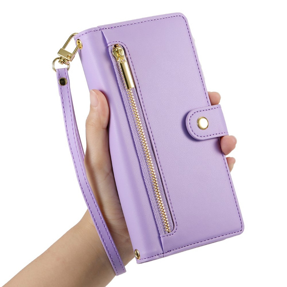 Flip case for Oppo Reno 13F 5G, Wallet Zipper Pocket, purple