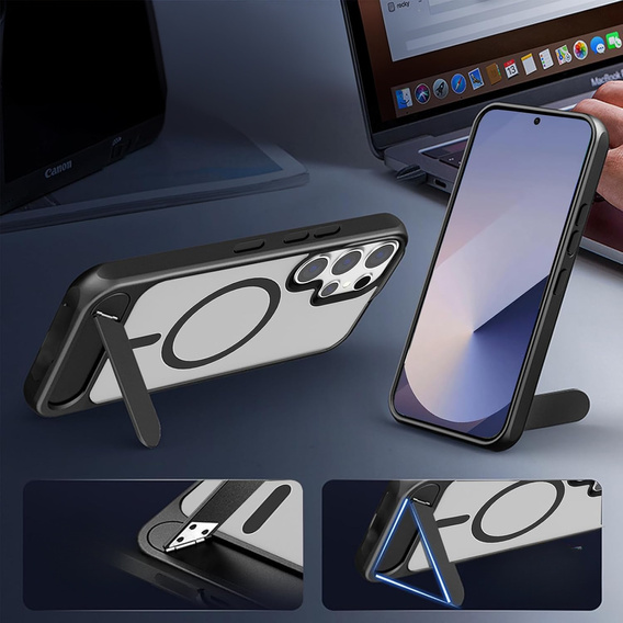 Case for Samsung Galaxy S25 Ultra, Kickstand Matt Case, for MagSafe, black