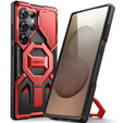 Case for Samsung Galaxy S25 Ultra Tongate MECH MagSafe Series - Red + 9H Tempered Glass
