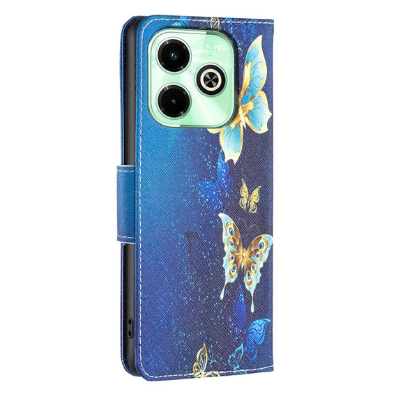 Flip case for Infinix Hot 40i, Wallet, Butterflies blue