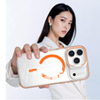 Case for iPhone 17 Pro, for MagSafe, with stand, transparent with orange inserts