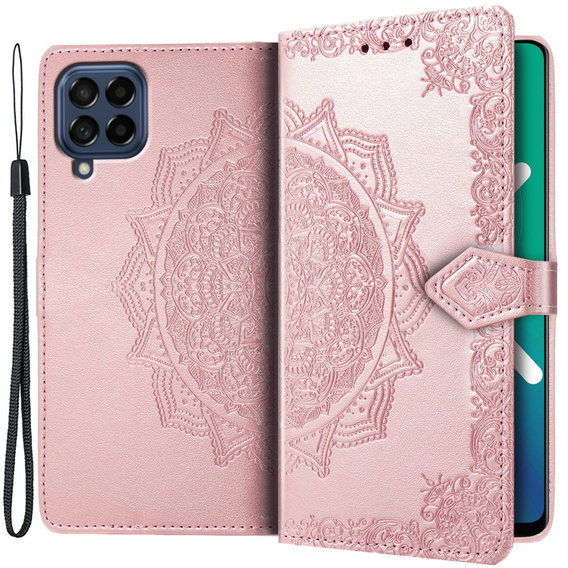 Flip case for Samsung Galaxy M53 5G, Mandala, pink rose gold