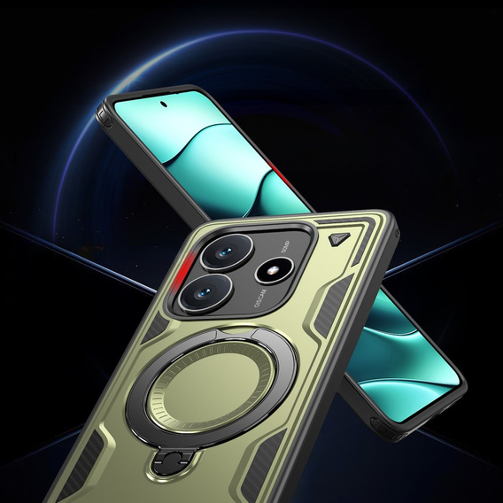 Case for Xiaomi Redmi Note 14 5G, Military MagSafe, green + 9H glass