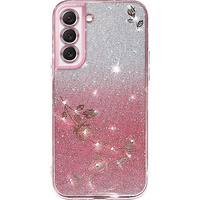 Case for Samsung Galaxy S22, Glitter Flower, pink rose gold