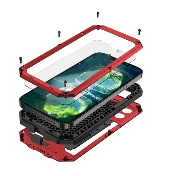 Case for iPhone 13 Pro, R-JUST CamShield Slide, armoured, red / black