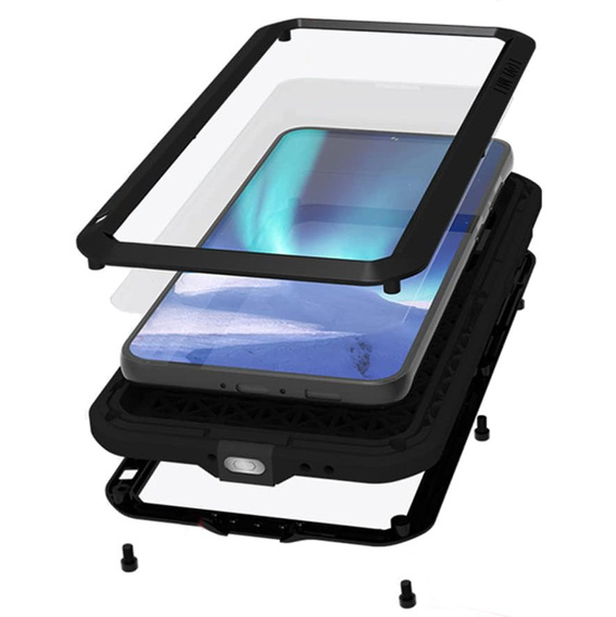 Love Mei Case for Samsung Galaxy S23 Plus, armored with glass, black