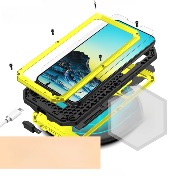 Armored case for Samsung Galaxy S22, R-JUST CamShield Slide, yellow