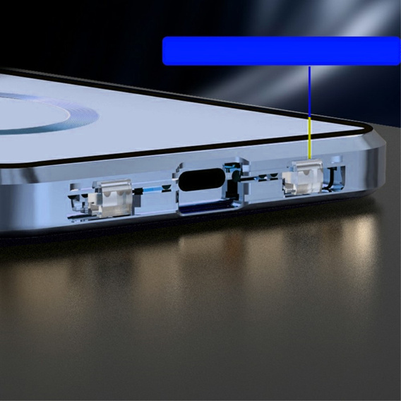 Magnetic Dual Glass MagSafe case for iPhone 15 Pro Max, blue
