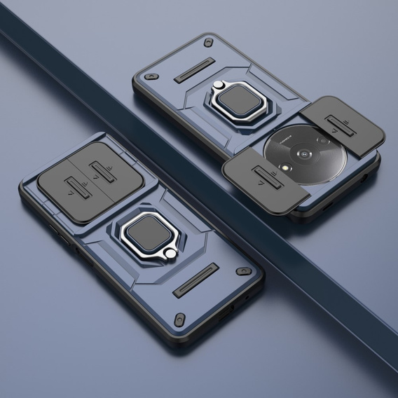 Case for Xiaomi Redmi A3, KickStand Camera Lens, blue