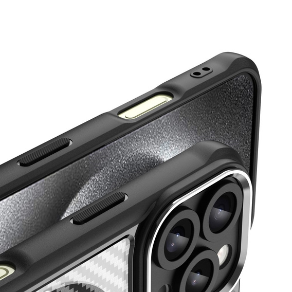 Case for iPhone 16 Pro, Fusion Hybrid Carbon, for MagSafe, black