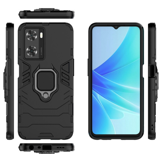 Case for Oppo A57s, Kickstand Ring, black