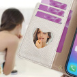 Flip case for Honor Magic 6 Lite 5G, Wallet Zipper Pocket, with mirror, white